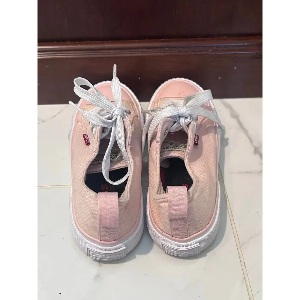 Levis girls size 13 light pink low top lace up sneakers Athleisure Streetwear